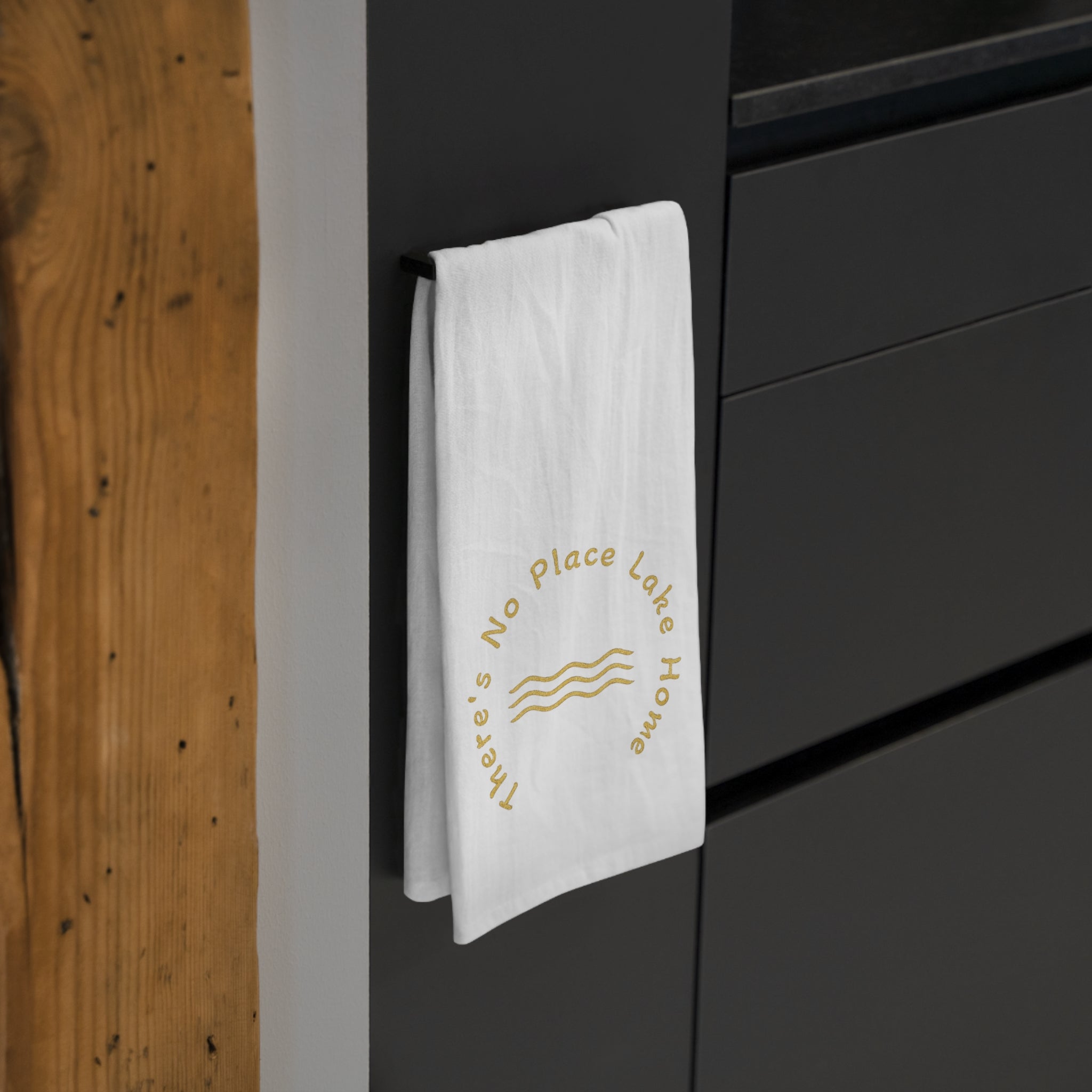 Coastal 'No Place Lake Home' Tea Towel – Minimal Beach Kitchen Linen