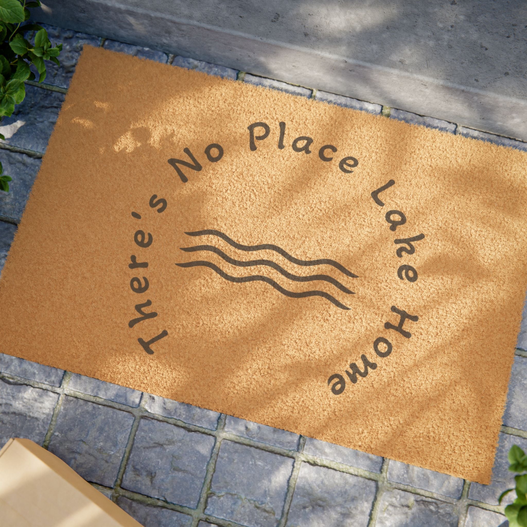Doormat — "There's No Place Lake Home" Rustic Lake House Welcome Mat